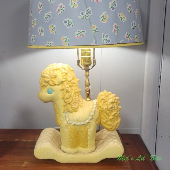 Vtg ‘72 Pony Nursery Lamp Kimple Style Ceramic Rocking Horse Quilted - Picture 3 of 4